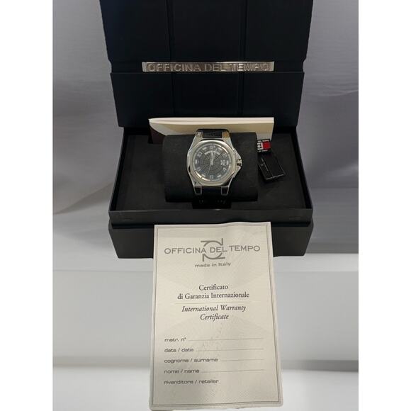 NEW Officina Del Tempo Black Leather Automatic Gents Watch - OT1028/20N main image 13